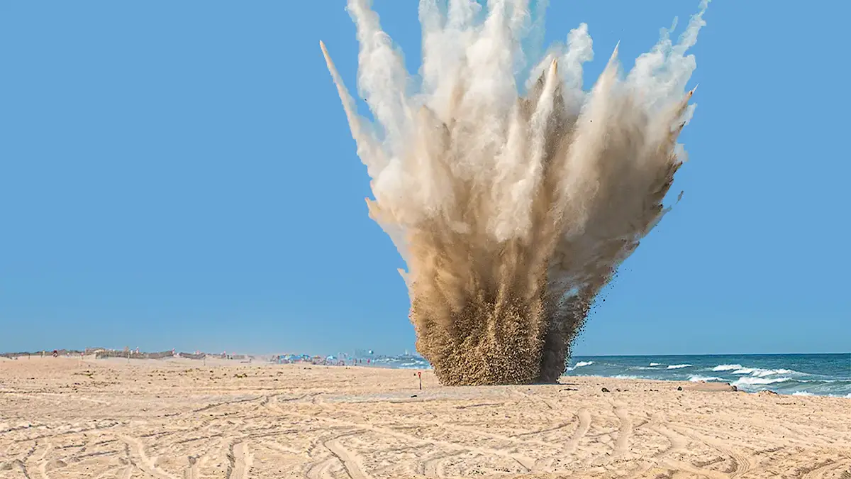 Explosion from a controlled detonation on Assateague Beach